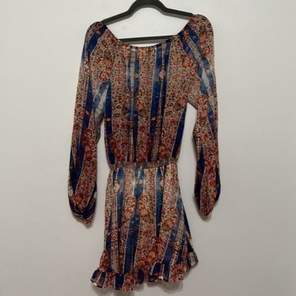 Show Me Your MuMu Off the Shoulder Long Sleeve Mini Floral Dress Size M - Picture 5 of 7